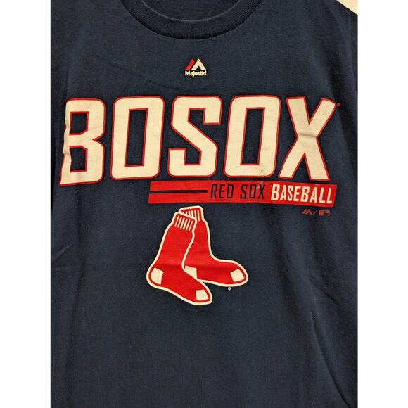 Majestic Boston Red Sox Graphic Tee Shirt Bosox Baseball Navy Red Sports - Picture 3 of 3